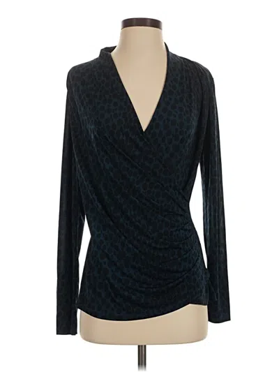 Pre-owned Ann Taylor Long Sleeve Top Black Plunge Neckline Tops
