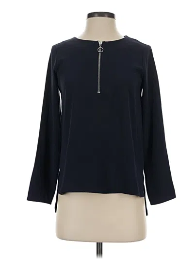 Ann Taylor Long Sleeve Top Blue Crew Neck Tops