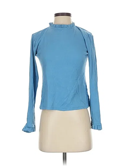 Pre-owned Ann Taylor Long Sleeve Top Blue Turtleneck Tops