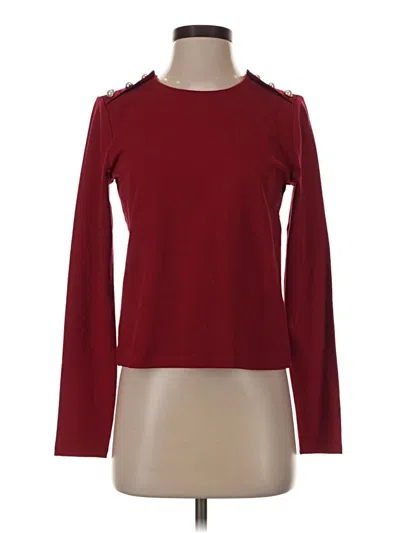 Ann Taylor Long Sleeve Top Burgundy Boatneck Tops