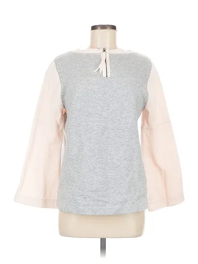 Pre-owned Ann Taylor Long Sleeve Top Gray Crew Neck Tops