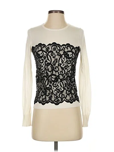 Pre-owned Ann Taylor Long Sleeve Top Ivory Mock Neckline Tops In White