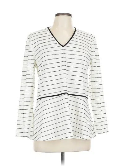 Pre-owned Ann Taylor Long Sleeve Top Ivory V Neck Tops In White