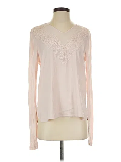 Ann Taylor Long Sleeve Top Pink V-neck Tops In Gray