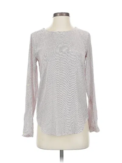 Pre-owned Ann Taylor Long Sleeve Top Silver Crew Neck Tops