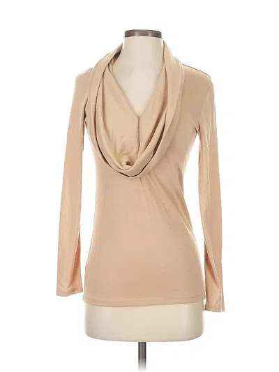 Pre-owned Ann Taylor Long Sleeve Top Tan Cowl Neck Tops In Brown