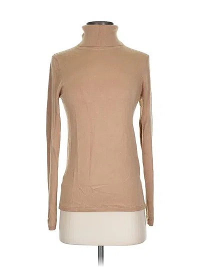 Pre-owned Ann Taylor Long Sleeve Top Tan Turtleneck Tops In Brown