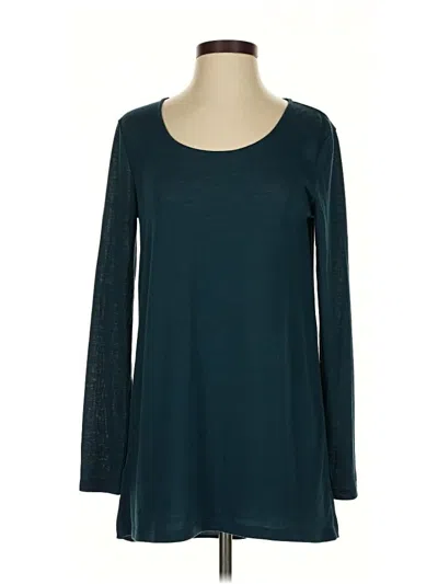 Pre-owned Ann Taylor Long Sleeve Top Teal Boatneck Tops In Blue