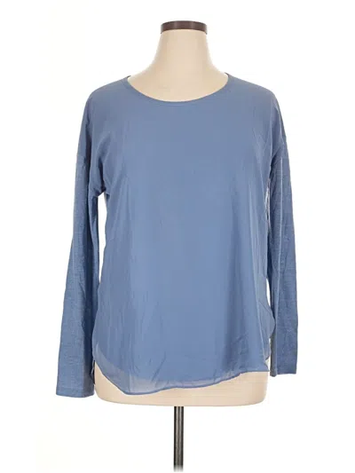 Pre-owned Ann Taylor Long Sleeve T-shirt In Blue