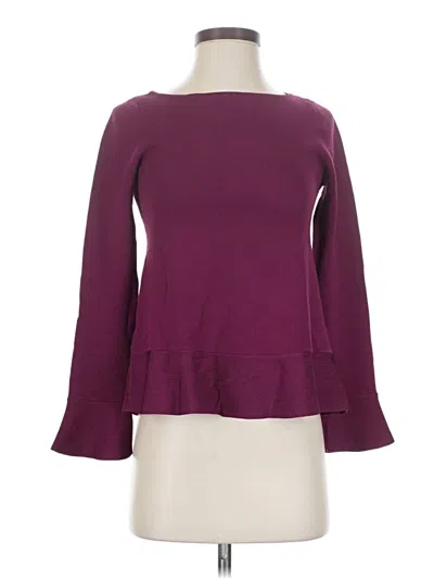 Pre-owned Ann Taylor Long Sleeve T-shirt In Burgundy