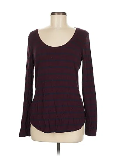 Pre-owned Ann Taylor Long Sleeve T-shirt In Burgundy