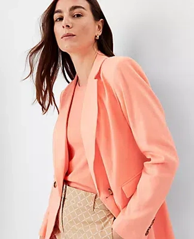 Ann Taylor Longer Tailored Double Breasted Blazer In Vivid Apricot