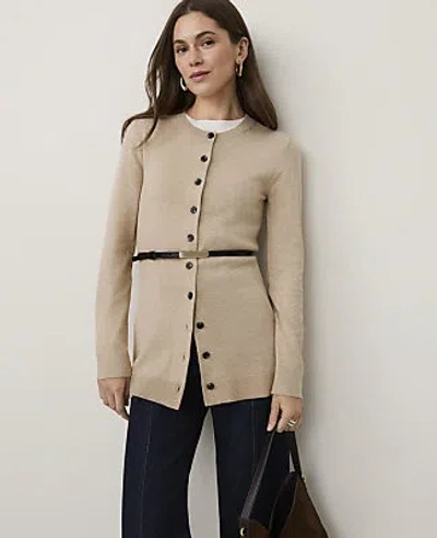 Ann Taylor Longline Cardigan In Camel Melange