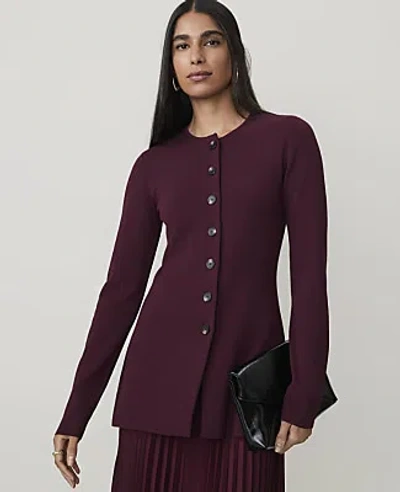 Ann Taylor Longline Cardigan In Purest Plum