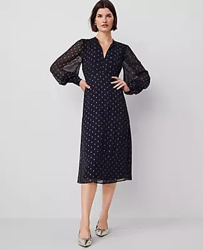 Ann Taylor Lurex Clip Midi Dress In Night Sky