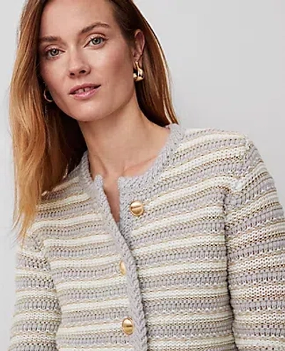 Ann Taylor Lurex Tweed Jacket In Ivory/gold Multi