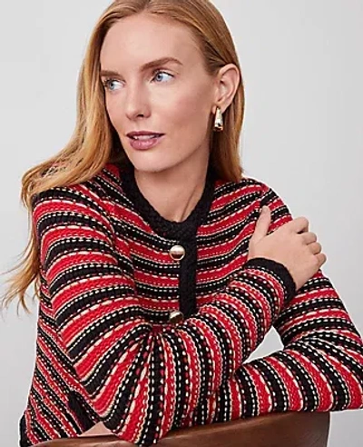 Ann Taylor Lurex Tweed Jacket In Red Multi