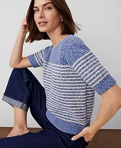Ann Taylor Marled Striped Sweater Tee In Blue Multi