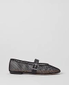 Ann Taylor Mesh Buckled Ballet Flats In Black
