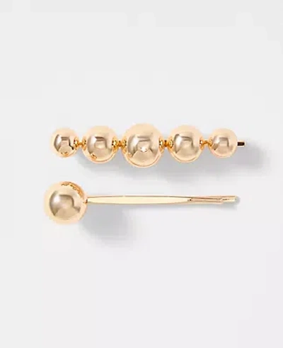 Ann Taylor Metal Ball Hair Clip Set In Gold