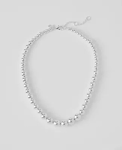 Ann Taylor Metal Ball Pull Through Necklace In Silvertone