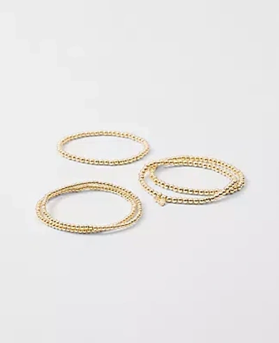 Ann Taylor Metal Beaded Stretch Bracelet Set In Gold