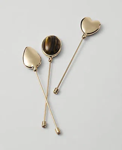 Ann Taylor Metal Brooch Set In Goldtone