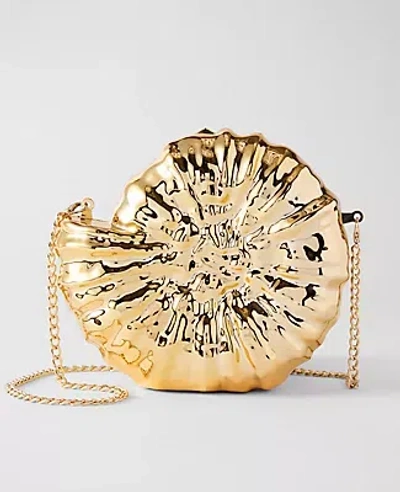 Ann Taylor Metal Conch Clutch In Gold