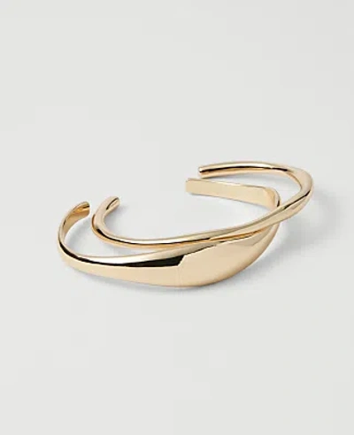 Ann Taylor Metal Cuff Bracelet Set In Goldtone