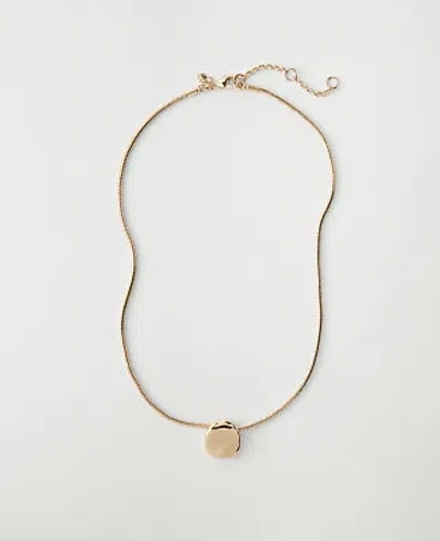 Ann Taylor Metal Disc Pendant Necklace In Gold
