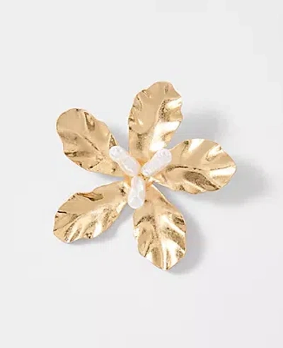 Ann Taylor Metal Flower Brooch In Gold