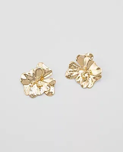 Ann Taylor Metal Flower Earrings In Goldtone