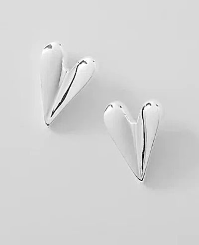 Ann Taylor Metal Heart Earrings In Silver