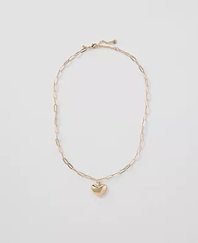 Ann Taylor Metal Heart Pendant Necklace In Gold