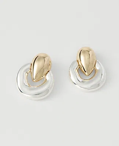 Ann Taylor Metal Hoop Drop Earrings In Gold