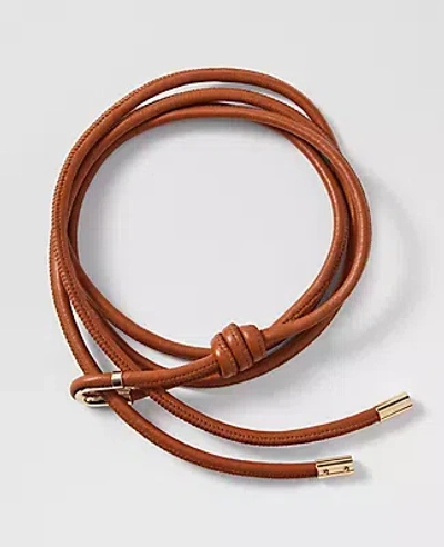 Ann Taylor Metal Loop Leather Wrap Belt In Brown