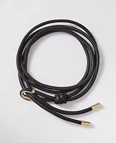 Ann Taylor Metal Loop Leather Wrap Belt In Black