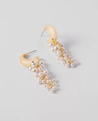 Ann Taylor Metal Pearlized Cluster Drop Earrings In Goldtone