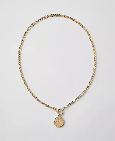 Ann Taylor Metal Pendant Necklace In Gold