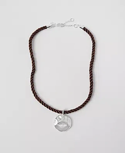 Ann Taylor Metal Rope Pendant Necklace In Silvertone