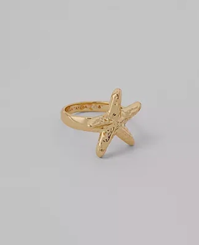Ann Taylor Metal Starfish Ring In Goldtone