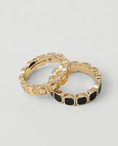 Ann Taylor Metal Stone Ring Set In Goldtone