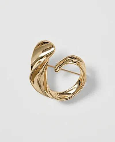 Ann Taylor Metal Swirl Brooch In Gold