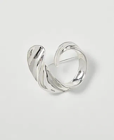 Ann Taylor Metal Swirl Brooch In Silver