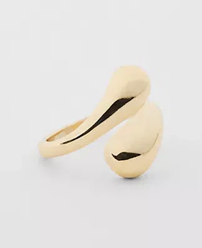 Ann Taylor Metal Teardrop Wrap Ring In Gold