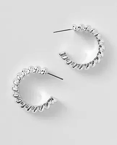 Ann Taylor Metal Textured Hoop Earrings In Silver