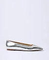 Ann Taylor Metallic Leather Flat In Silver