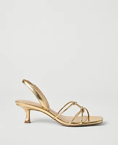 Ann Taylor Metallic Leather Heel Sandal In Gold