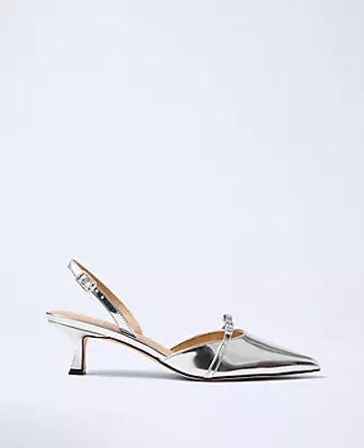 Ann Taylor Metallic Leather Slingback Pump In Silver