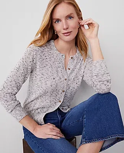 Ann Taylor Metallic Marled Ann Cardigan In Cream Metallic Multi